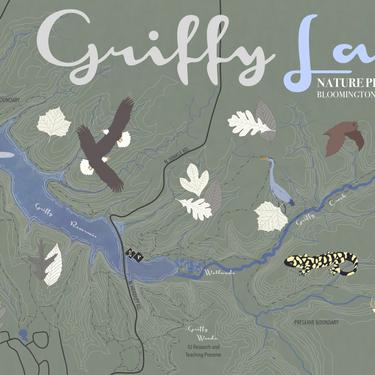 Griffy Lake Nature Preserve decorative 11x17 map print 