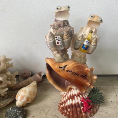 Vintage 60's Acapulco Shell Art Souvenir, Shell Partiers, Drinking Buddies, Shell Sculpture, Gag Gift, Corona Beer, Bicardi 