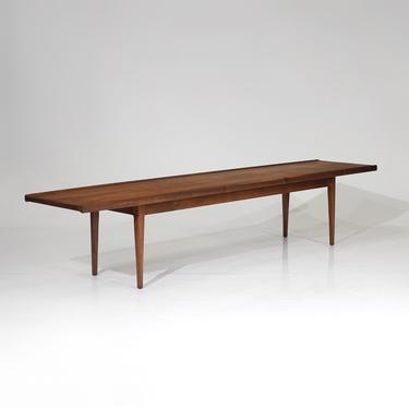 Mid-Century Modern Long Walnut Coffee Table / Bench by Drexel 
