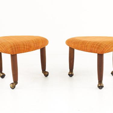 Adrian Pearsall for Craft Associates Mid Century Walnut Ottoman on Casters - A Pair - mcm 