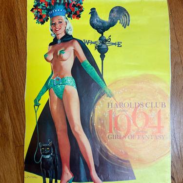 1964 vintage Harolds club~ Pin up prints calendar ~collectible~ Lady Luck ~girls of fantasy~ original memorabilia 