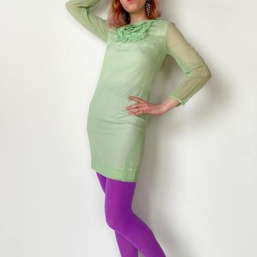 1960s Pastel Green Shift Dress, sz. S