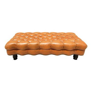English George Smith Tufted Leather Bench..