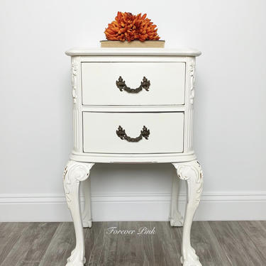 Vintage White Two Drawer Accent Table - JB Van Sciver Company Nighstand 
