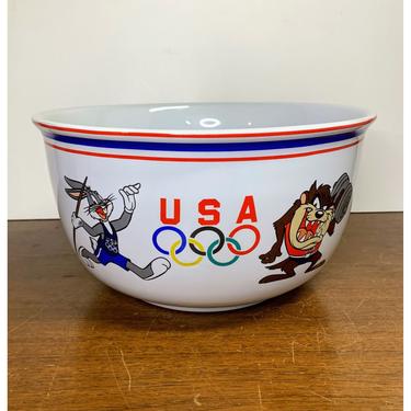 Vintage 1996 Warner Brothers Olympics USA Large Popcorn Bowl Looney Tunes 