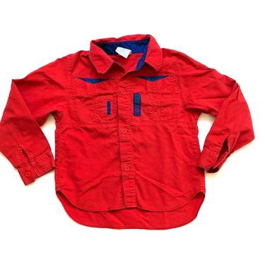 Vintage 1990’s KIDS Red Utility Button Up Shirt Sz S 