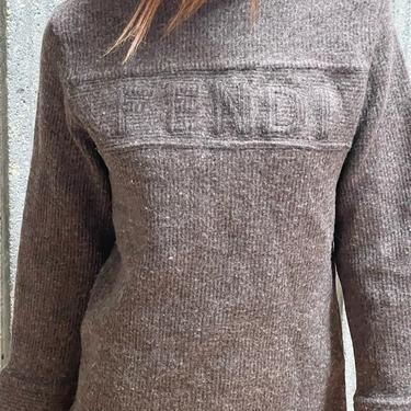 Vintage FENDI LETTER Monogram Logo Wool Sweater Jumper Shirt Blouse Top 