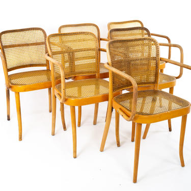 Salvatore Leone Thonet Style Mid Century Bentwood and Cane Dining Chairs - Set of 6 - mcm 