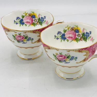 Vintage 2 Piece Royal Albert Lady Carlyle Tea Cups- Unused Condition 