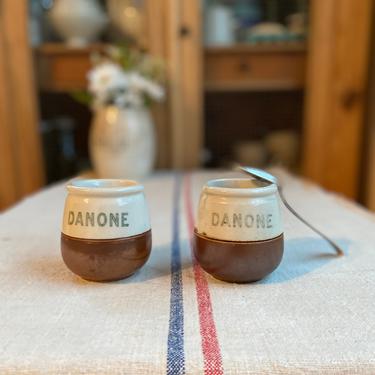 Beautiful set of 2 vintage French stoneware yogurt pots from Dannone- DYP2 