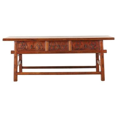Chinese Elm Three-Drawer Trestle Style Altar Table by ErinLaneEstate
