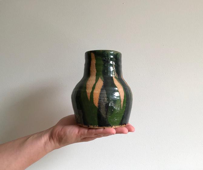 Signed Small Drip Glaze Vase With 3 Openings