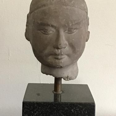 Vintage Oriental sculptured clay head. 