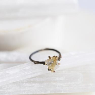 14k-24k Gold, Sterling Silver and Rutilated Quartz Ring