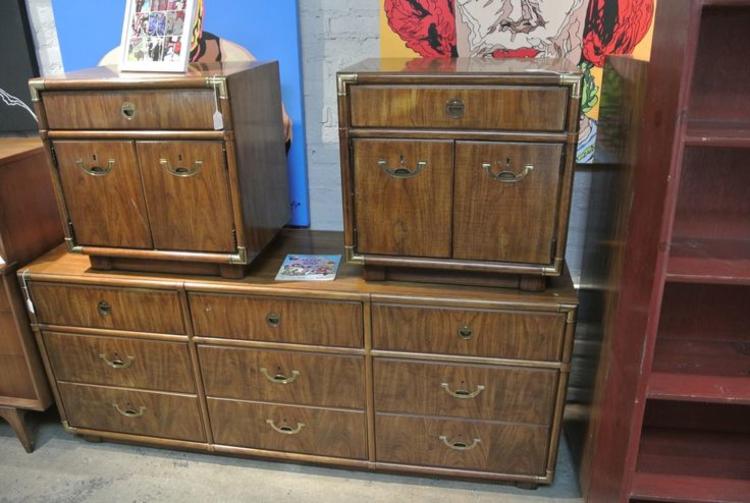                   Campaign dresser and nightstands. $495 and $195/each