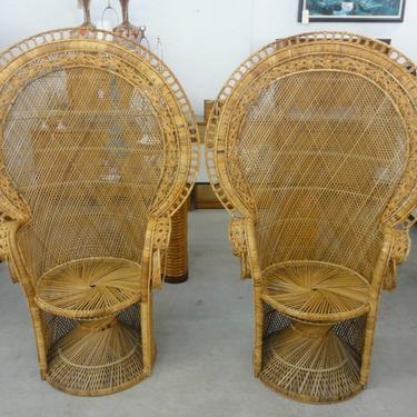 Pair of Island Style Rattan Fan Chairs