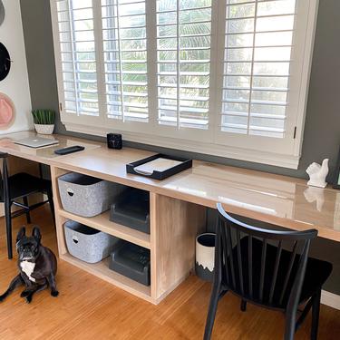 CUSTOM QUOTE - White Oak Waterfall Desk With Open Storage (Do NOT buy this)! 
