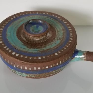 Mid-Century Bitossi-Style Stoneware Casserole With Lid 