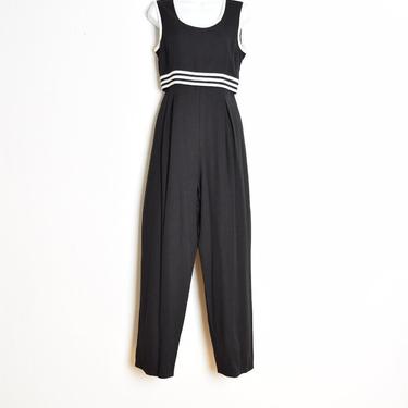 vintage 90s jumpsuit black white tiered one piece outfit pantsuit romper M clothing 
