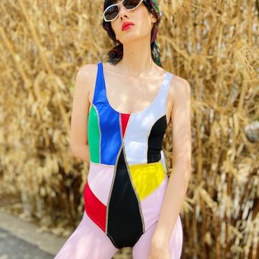 CYNTHIA ROWLEY Multicolor Neoprene Patch Swimsuit