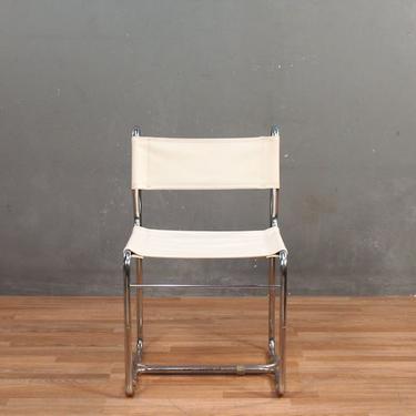 Breuer-Style Chrome &amp; White Cantilever Chair