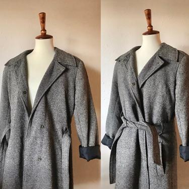 Vintage 1990s old navy gray tweed coat size small to large 