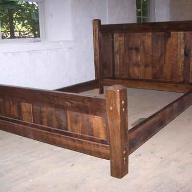 Country Cabin Rustic Bed Frame with Beveled Posts 
