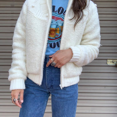 Vintage 70's Scoop White Knitted Puffy Jacket 