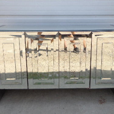 Ello Mirrored Console Mirror Cabinet Credenza Sideboard Vintage Chrome Hollywood Regency Buffet Bar Serving Retro Table Glam Mid Century 