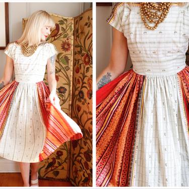1950s Dress // Spiegel Indian Cotton Day Dress // vintage 50s dress 