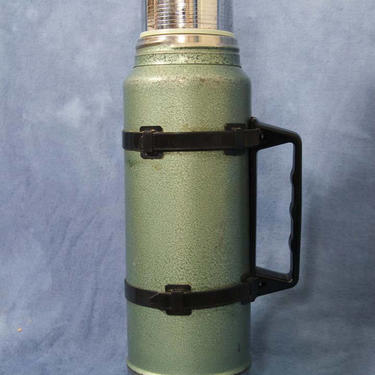 Vintage Metal One Quart Stanley Thermos with Handle and Straps