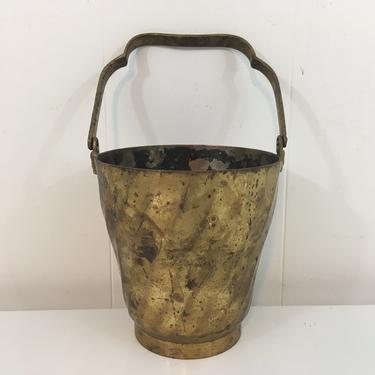 Vintage Heavy Brass Basket Bowl Bucket Planter Made in India Mid-Century Hollywood Regency Decor Plant Pot Dish Retro MCM Decor 