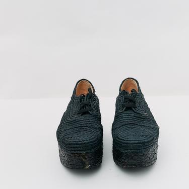 Robert Clergerie Raffia Flatform Shoes, Size 40