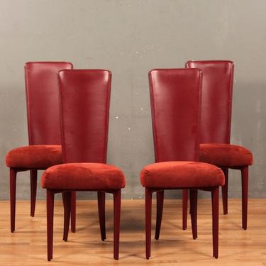 Set of 4 Cattelan Italia Red Faux Leather Dining Chairs