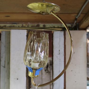 Vintage Arched Arm Flush Mount Light by Imperialites with Amber Glass Shade
