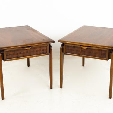 Andre Bus For Lane Perception Mid Century Walnut Side End Tables - A Pair - mcm 