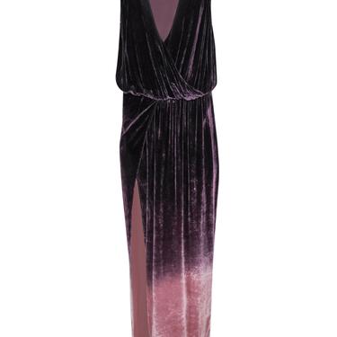 Young Fabulous & Broke - Purple & Pink Ombre Velvet Sleeveless Gown Sz S