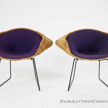 Pair of Rattan Diamond Style Chairs