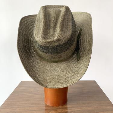 Olive Green Woven Western Hat