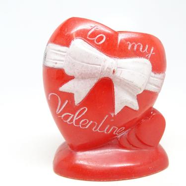 Antique 1950's Valentine Heart Candy Container, To My Valentine, Vintage Retro Mid Century Decor 