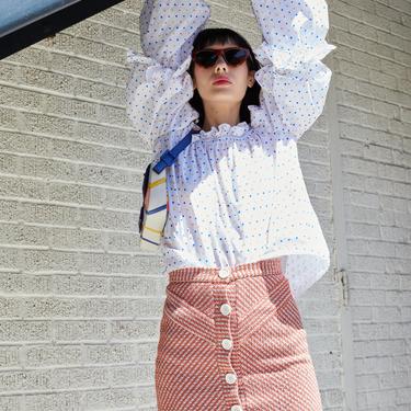 MAJE Terracotta & Ivory Tweed Mini Skirt (Sz. 2)