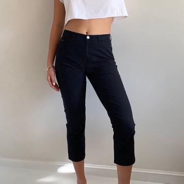 90s Calvin Klein capris / vintage black CK Calvin Klein high waisted cropped tapered cotton twill jeans capris | size 4 