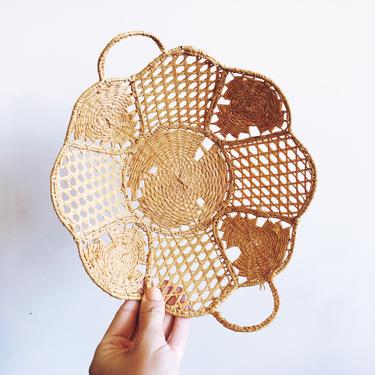 Antique Handwoven Wicker Delicate Basket 