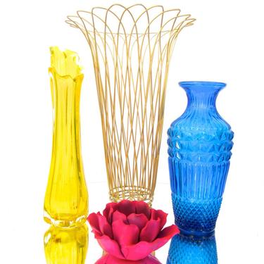 Mid-Century 16&quot; Gold Metal Wire Vase || Ferris-Shacknove Planter || Garden Urn 