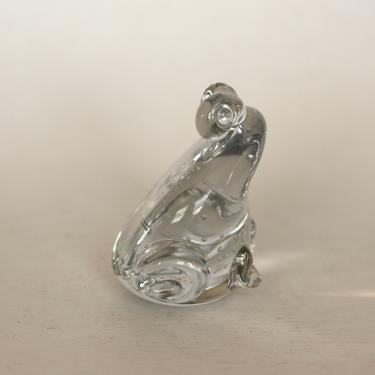vintage clear glass frog with controlled bubbles 