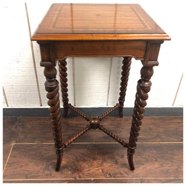 Maitland Smith regency style barley rope twist occasional table with inlay 