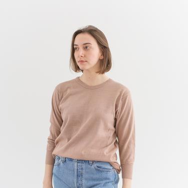 Vintage Dusty Pink Quarter Sleeve Thermal | 100% Cotton | Made in Germany 60s Knitwear | S | PT044 