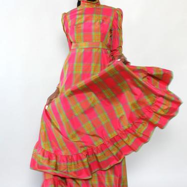 Ruffled Lime Plaid Dream Dress M