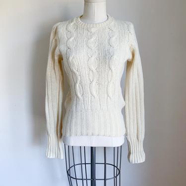 Vintage 1940s Wool Fisherman Cable Knit Sweater / S 