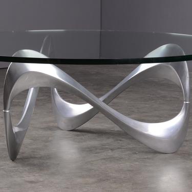 1960s Knut Hesterberg 'Snake' Coffee Table for Ronald Schmitt in Aluminum and Glass 